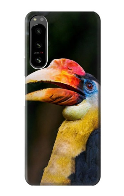 W3876 Colorful Hornbill Hülle Schutzhülle Taschen und Leder Flip für Sony Xperia 5 IV