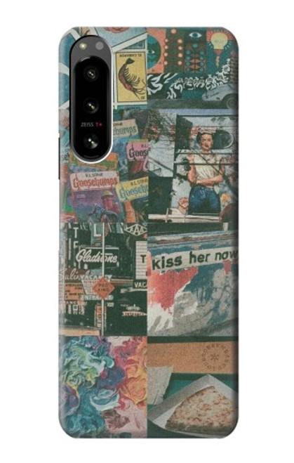 W3909 Vintage Poster Hülle Schutzhülle Taschen und Leder Flip für Sony Xperia 5 IV