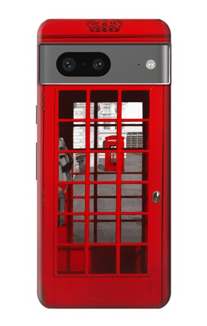 W0058 British Red Telephone Box Hülle Schutzhülle Taschen und Leder Flip für Google Pixel 7