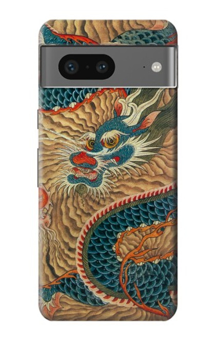 W3541 Dragon Cloud Painting Hülle Schutzhülle Taschen und Leder Flip für Google Pixel 7