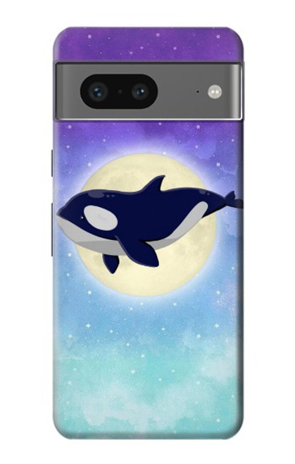 W3807 Killer Whale Orca Moon Pastel Fantasy Hülle Schutzhülle Taschen und Leder Flip für Google Pixel 7