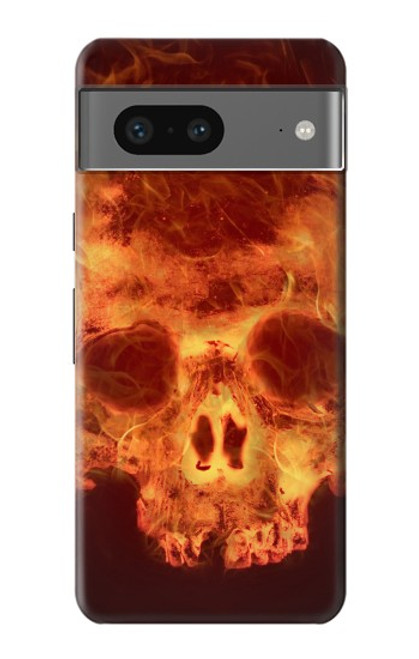 W3881 Fire Skull Hülle Schutzhülle Taschen und Leder Flip für Google Pixel 7