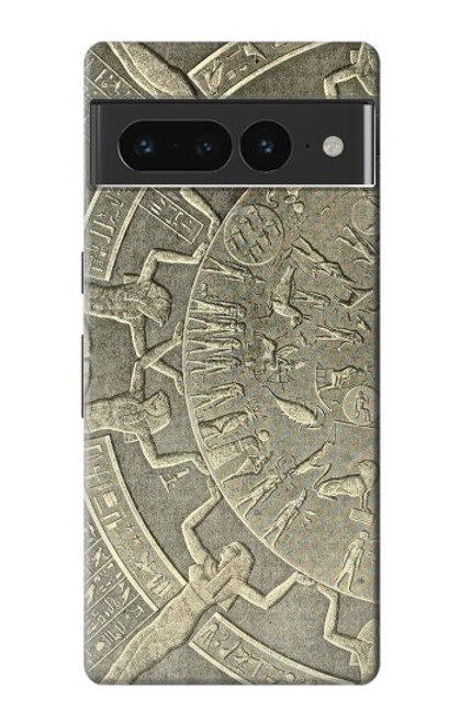 W3396 Dendera Zodiac Ancient Egypt Hülle Schutzhülle Taschen und Leder Flip für Google Pixel 7 Pro