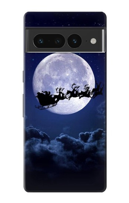 W3508 Xmas Santa Moon Hülle Schutzhülle Taschen und Leder Flip für Google Pixel 7 Pro