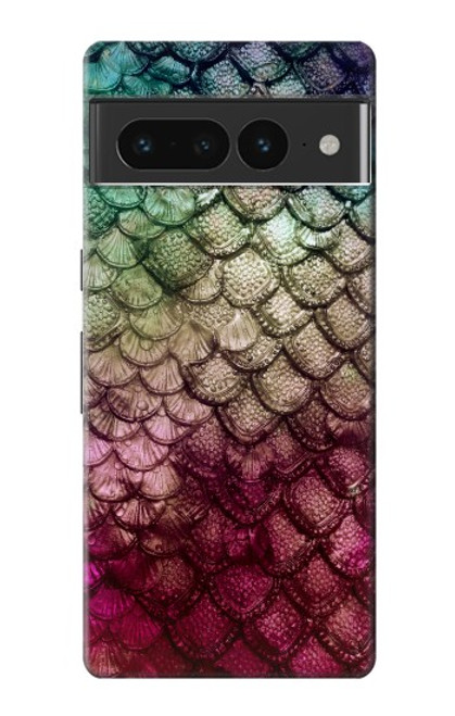 W3539 Mermaid Fish Scale Hülle Schutzhülle Taschen und Leder Flip für Google Pixel 7 Pro