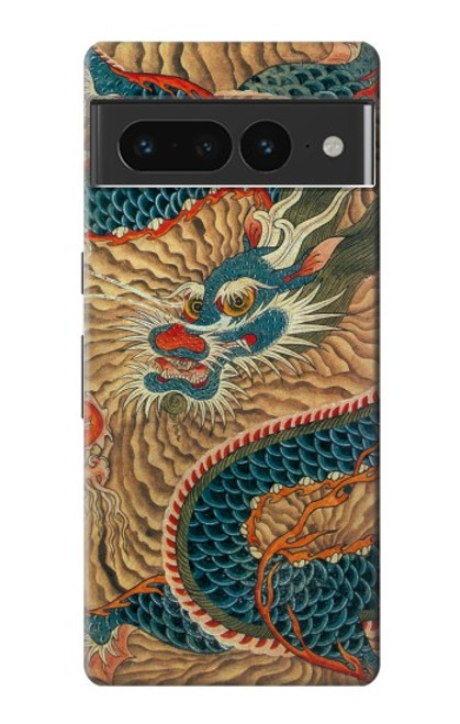 W3541 Dragon Cloud Painting Hülle Schutzhülle Taschen und Leder Flip für Google Pixel 7 Pro