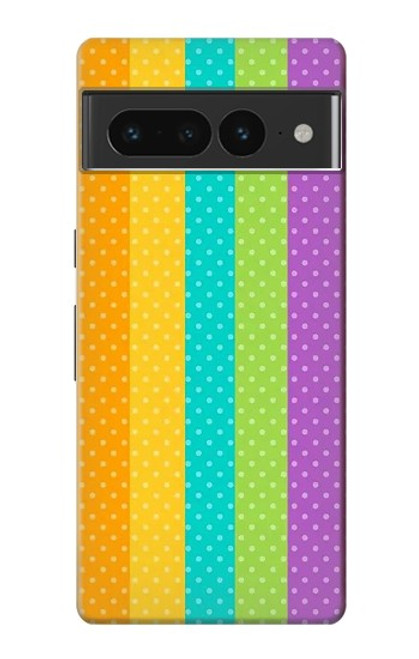 W3678 Colorful Rainbow Vertical Hülle Schutzhülle Taschen und Leder Flip für Google Pixel 7 Pro