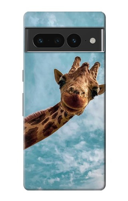 W3680 Cute Smile Giraffe Hülle Schutzhülle Taschen und Leder Flip für Google Pixel 7 Pro