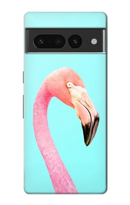 W3708 Pink Flamingo Hülle Schutzhülle Taschen und Leder Flip für Google Pixel 7 Pro