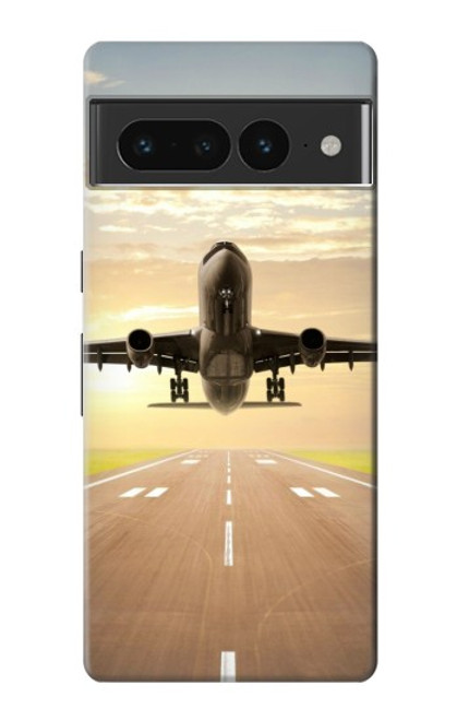 W3837 Airplane Take off Sunrise Hülle Schutzhülle Taschen und Leder Flip für Google Pixel 7 Pro