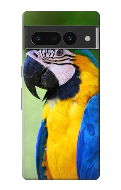 W3888 Macaw Face Bird Hülle Schutzhülle Taschen und Leder Flip für Google Pixel 7 Pro