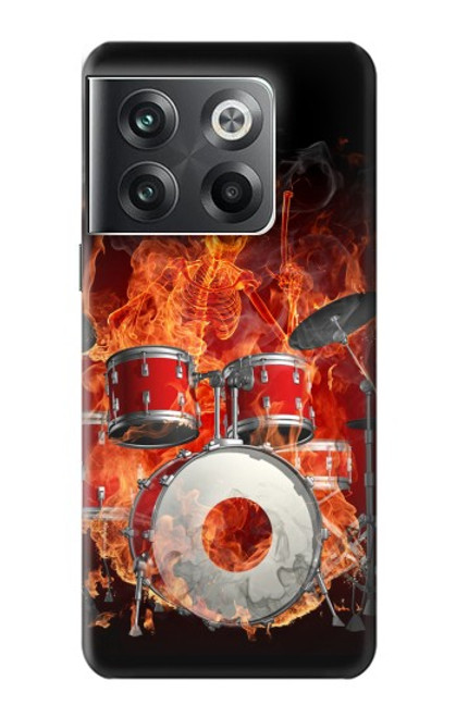 W1431 Skull Drum Fire Rock Hülle Schutzhülle Taschen und Leder Flip für OnePlus Ace Pro