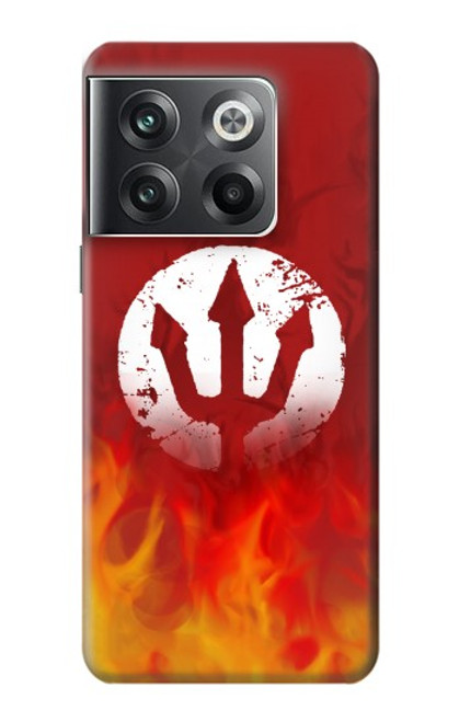 W2803 Fire Red Devil Spear Symbol Hülle Schutzhülle Taschen und Leder Flip für OnePlus Ace Pro