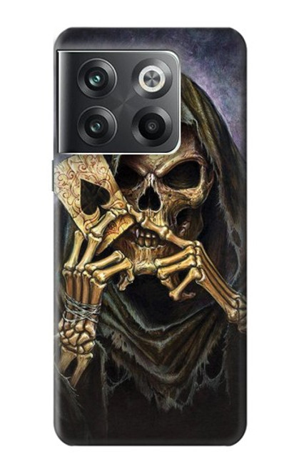 W3594 Grim Reaper Wins Poker Hülle Schutzhülle Taschen und Leder Flip für OnePlus Ace Pro