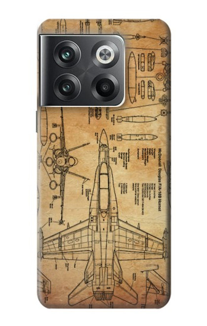 W3868 Aircraft Blueprint Old Paper Hülle Schutzhülle Taschen und Leder Flip für OnePlus Ace Pro