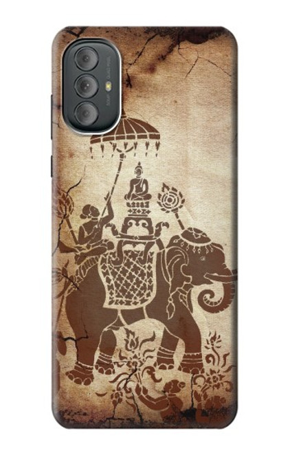 W2102 Thai Art Buddha on Elephant Hülle Schutzhülle Taschen und Leder Flip für Motorola Moto G Power 2022, G Play 2023