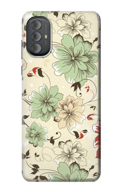 W2179 Flower Floral Vintage Art Pattern Hülle Schutzhülle Taschen und Leder Flip für Motorola Moto G Power 2022, G Play 2023