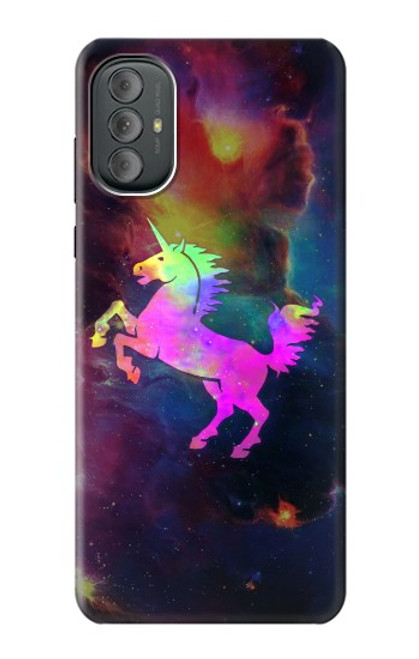 W2486 Rainbow Unicorn Nebula Space Hülle Schutzhülle Taschen und Leder Flip für Motorola Moto G Power 2022, G Play 2023