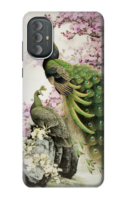 W2773 Peacock Chinese Brush Painting Hülle Schutzhülle Taschen und Leder Flip für Motorola Moto G Power 2022, G Play 2023