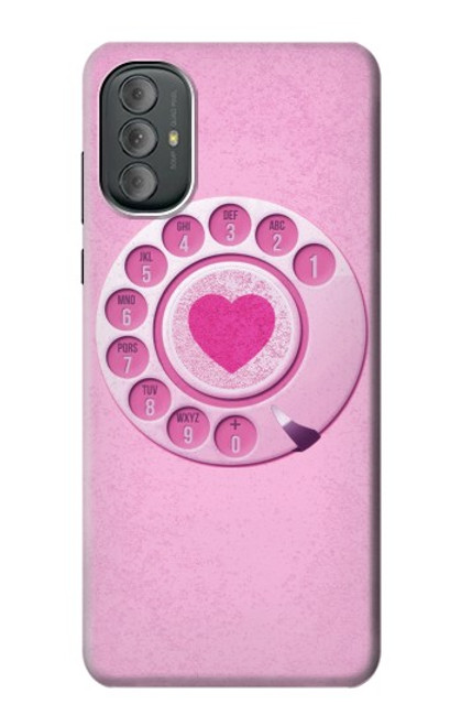 W2847 Pink Retro Rotary Phone Hülle Schutzhülle Taschen und Leder Flip für Motorola Moto G Power 2022, G Play 2023