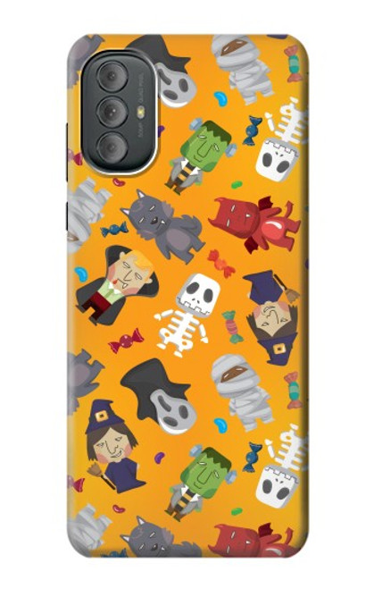 W3275 Cute Halloween Cartoon Pattern Hülle Schutzhülle Taschen und Leder Flip für Motorola Moto G Power 2022, G Play 2023