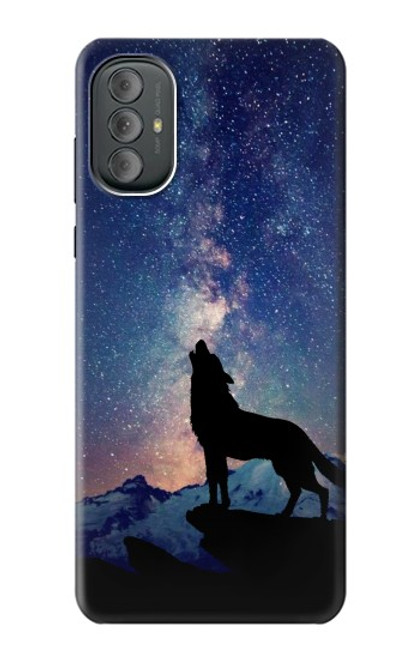 W3555 Wolf Howling Million Star Hülle Schutzhülle Taschen und Leder Flip für Motorola Moto G Power 2022, G Play 2023