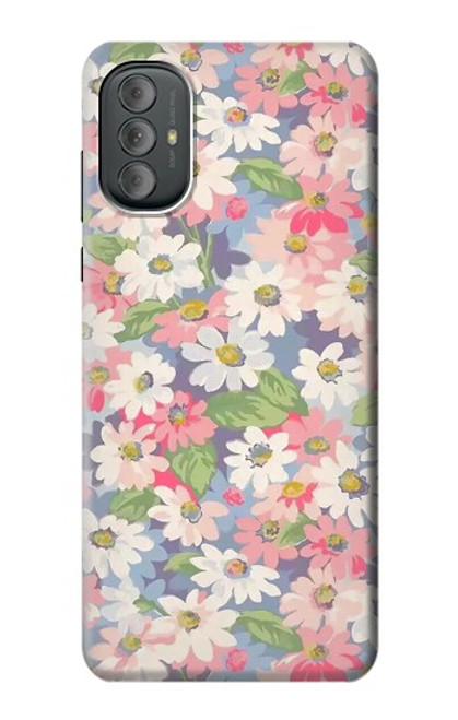 W3688 Floral Flower Art Pattern Hülle Schutzhülle Taschen und Leder Flip für Motorola Moto G Power 2022, G Play 2023