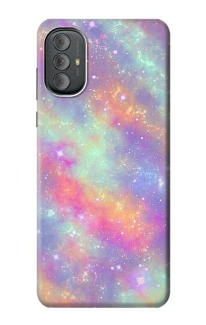 W3706 Pastel Rainbow Galaxy Pink Sky Hülle Schutzhülle Taschen und Leder Flip für Motorola Moto G Power 2022, G Play 2023