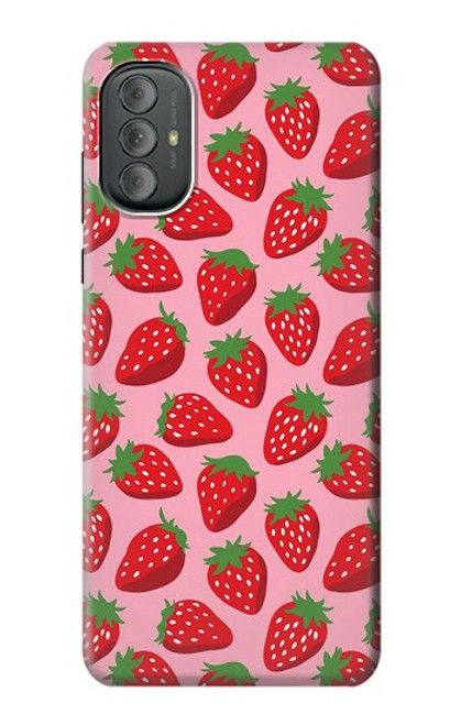 W3719 Strawberry Pattern Hülle Schutzhülle Taschen und Leder Flip für Motorola Moto G Power 2022, G Play 2023