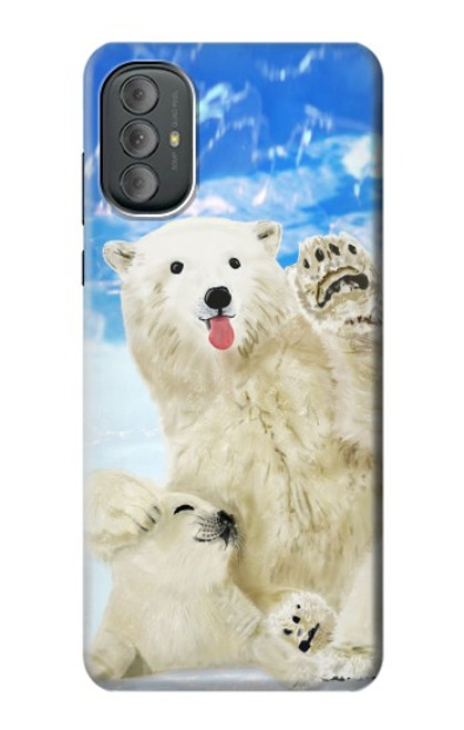 W3794 Arctic Polar Bear and Seal Paint Hülle Schutzhülle Taschen und Leder Flip für Motorola Moto G Power 2022, G Play 2023