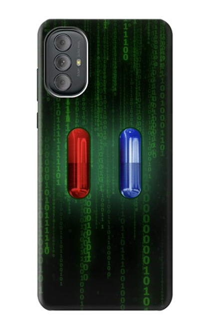W3816 Red Pill Blue Pill Capsule Hülle Schutzhülle Taschen und Leder Flip für Motorola Moto G Power 2022, G Play 2023