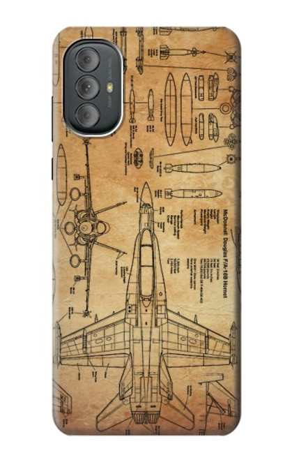 W3868 Aircraft Blueprint Old Paper Hülle Schutzhülle Taschen und Leder Flip für Motorola Moto G Power 2022, G Play 2023