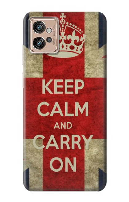 W0674 Keep Calm and Carry On Hülle Schutzhülle Taschen und Leder Flip für Motorola Moto G32