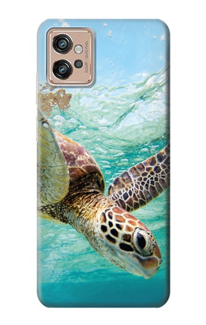 W1377 Ocean Sea Turtle Hülle Schutzhülle Taschen und Leder Flip für Motorola Moto G32