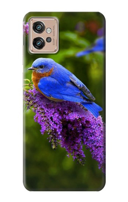 W1565 Bluebird of Happiness Blue Bird Hülle Schutzhülle Taschen und Leder Flip für Motorola Moto G32