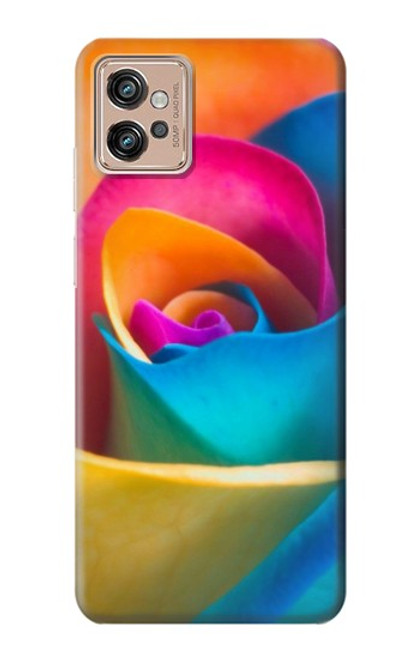 W1671 Rainbow Colorful Rose Hülle Schutzhülle Taschen und Leder Flip für Motorola Moto G32