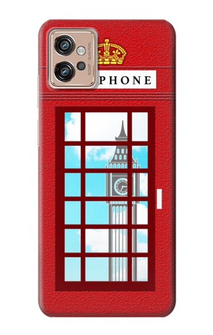 W2059 England British Telephone Box Minimalist Hülle Schutzhülle Taschen und Leder Flip für Motorola Moto G32