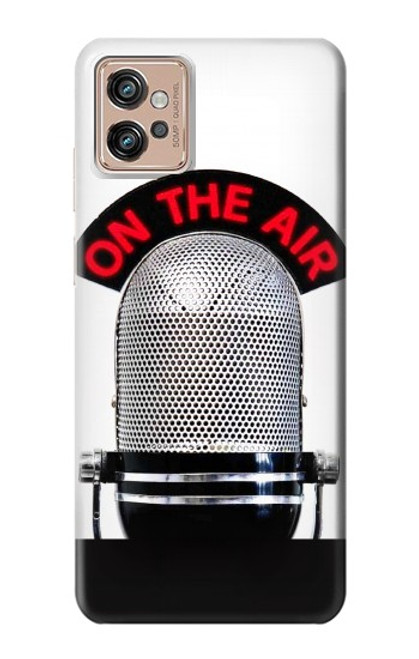 W2381 Vintage Radio Microphone On The Air Hülle Schutzhülle Taschen und Leder Flip für Motorola Moto G32