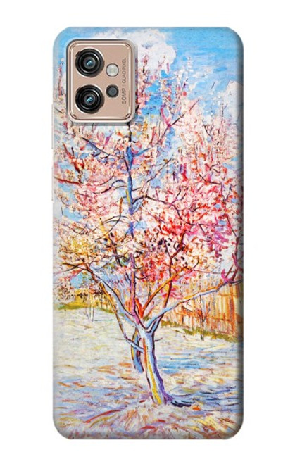 W2450 Van Gogh Peach Tree Blossom Hülle Schutzhülle Taschen und Leder Flip für Motorola Moto G32