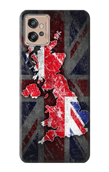 W2936 UK British Flag Map Hülle Schutzhülle Taschen und Leder Flip für Motorola Moto G32