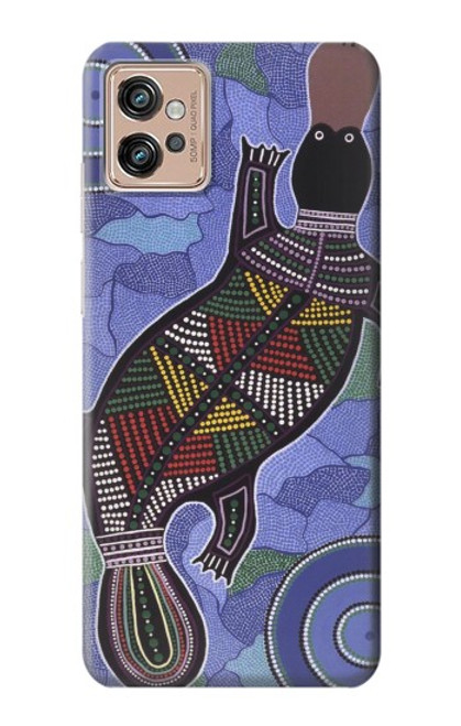 W3387 Platypus Australian Aboriginal Art Hülle Schutzhülle Taschen und Leder Flip für Motorola Moto G32