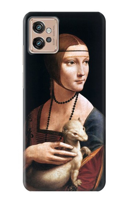 W3471 Lady Ermine Leonardo da Vinci Hülle Schutzhülle Taschen und Leder Flip für Motorola Moto G32