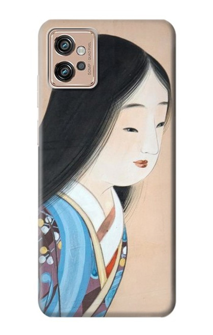 W3483 Japan Beauty Kimono Hülle Schutzhülle Taschen und Leder Flip für Motorola Moto G32