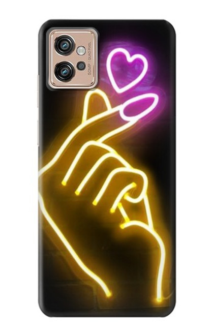 W3512 Cute Mini Heart Neon Graphic Hülle Schutzhülle Taschen und Leder Flip für Motorola Moto G32
