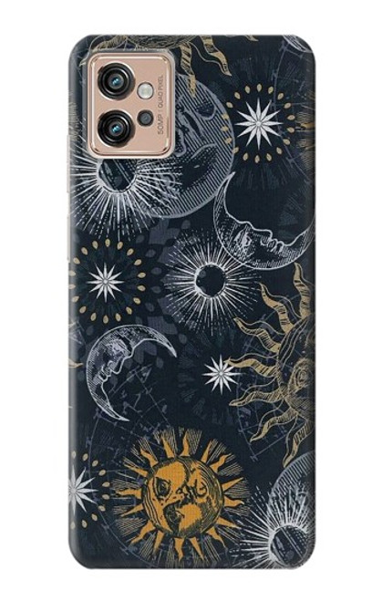 W3702 Moon and Sun Hülle Schutzhülle Taschen und Leder Flip für Motorola Moto G32