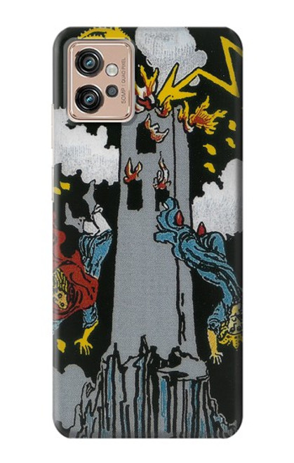 W3745 Tarot Card The Tower Hülle Schutzhülle Taschen und Leder Flip für Motorola Moto G32