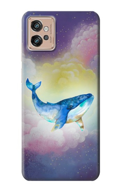 W3802 Dream Whale Pastel Fantasy Hülle Schutzhülle Taschen und Leder Flip für Motorola Moto G32