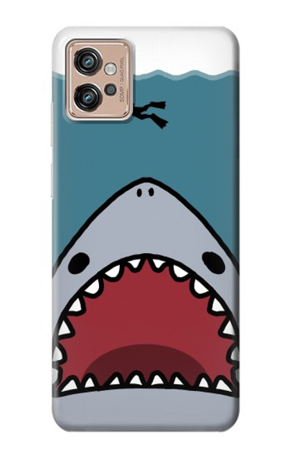W3825 Cartoon Shark Sea Diving Hülle Schutzhülle Taschen und Leder Flip für Motorola Moto G32
