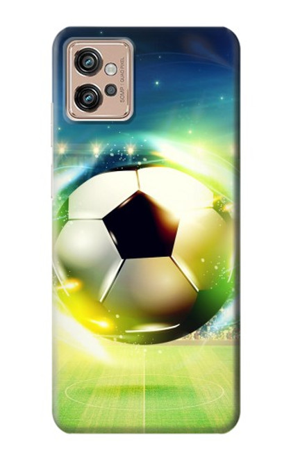 W3844 Glowing Football Soccer Ball Hülle Schutzhülle Taschen und Leder Flip für Motorola Moto G32