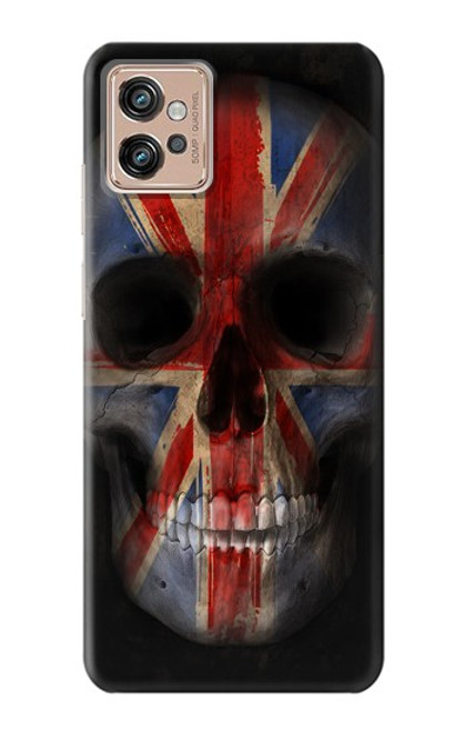 W3848 United Kingdom Flag Skull Hülle Schutzhülle Taschen und Leder Flip für Motorola Moto G32